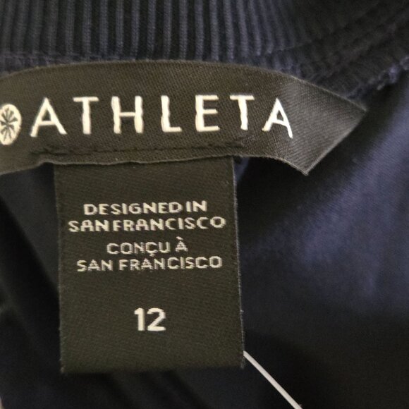 Athleta Navy Double Waist Band High Rise Wide Leg Pants Pockets Size 12 - Picture 5 of 6
